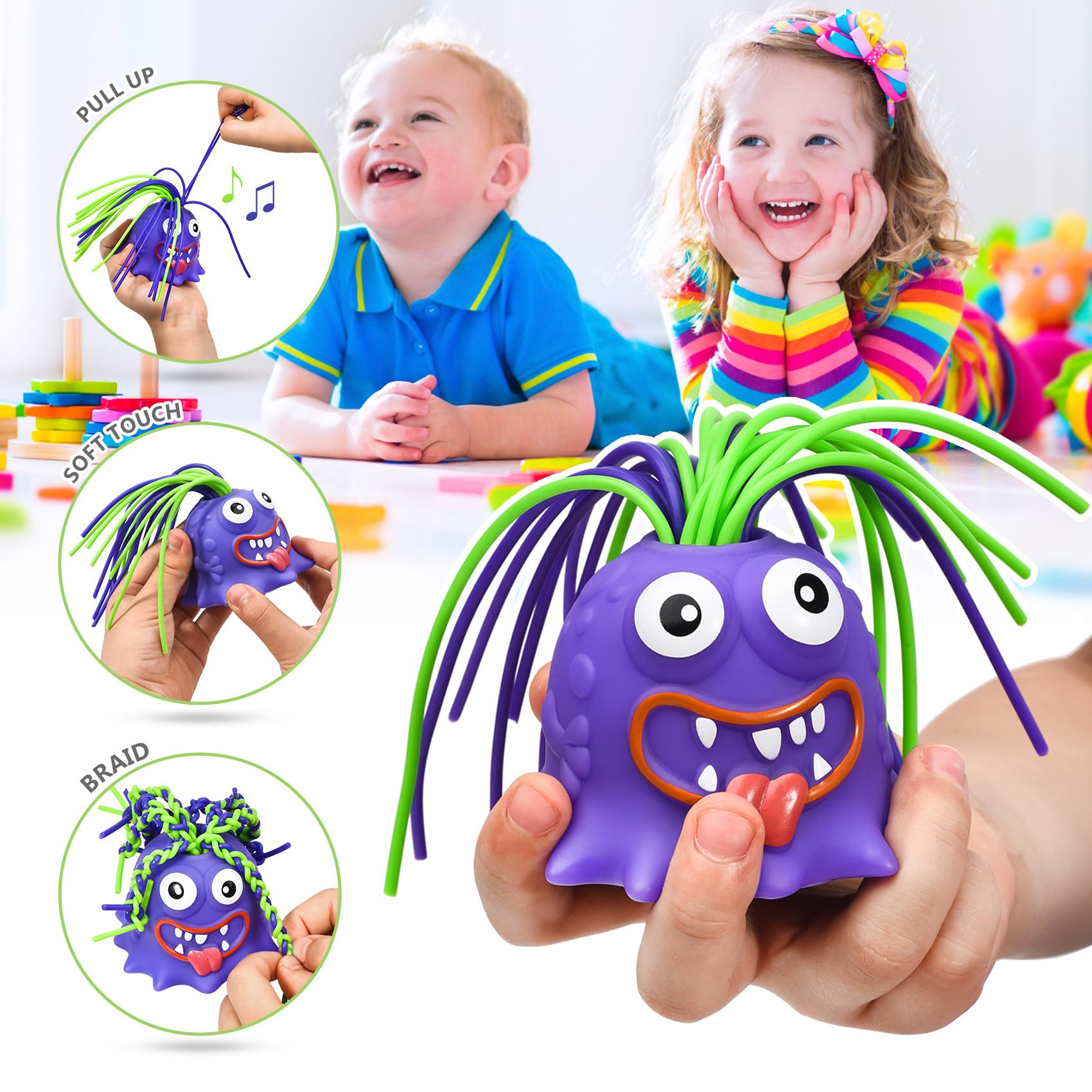 Random Color Screaming Toy, Novelty Funny Hair Pulling Will be Screaming Squeeze Toy for Kids