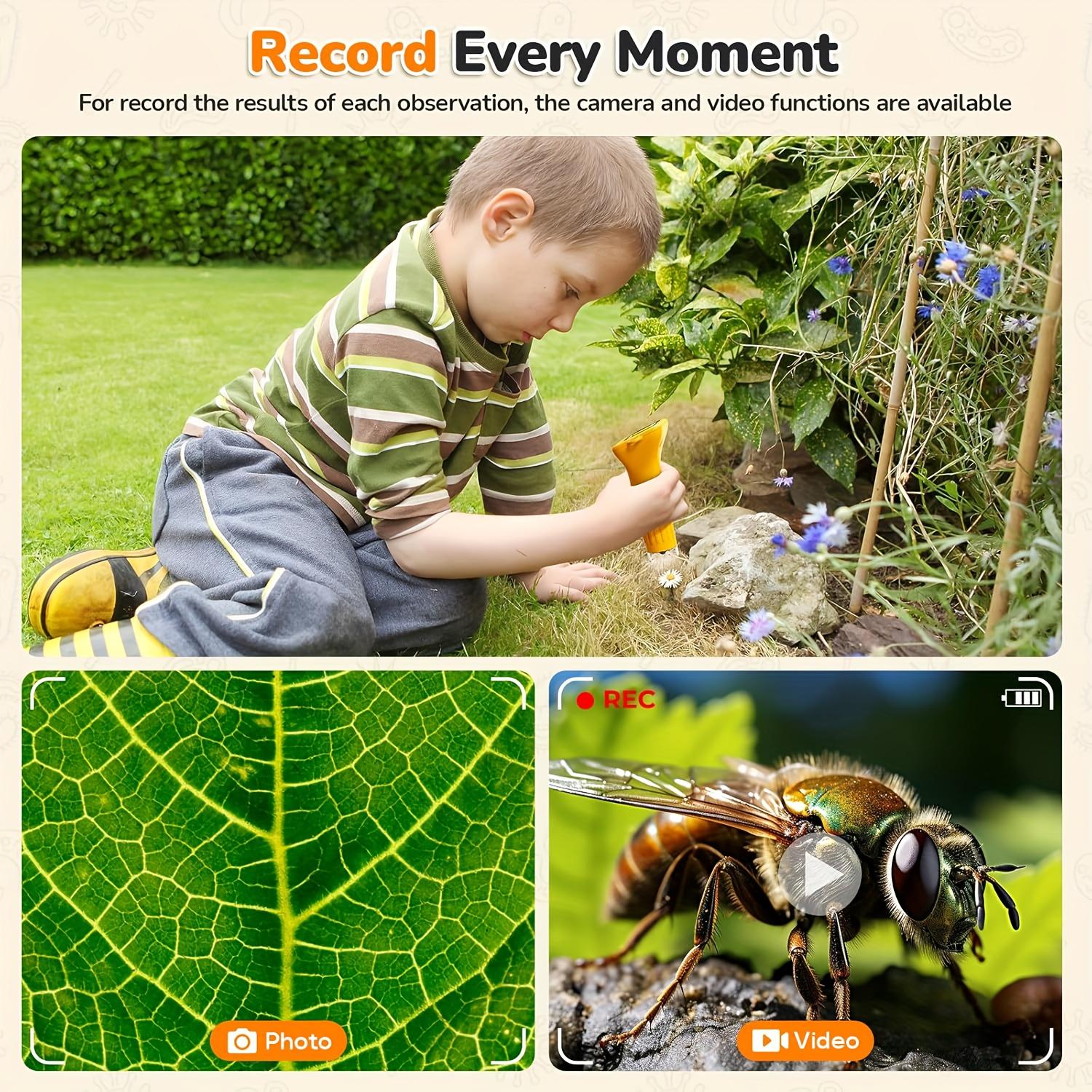 Portable Microscope for Kids and Adults, Mini Handheld Digital Microscope, USB Digital Microscope, IPS Screen Electronic Magnifier, 8 Adjustable LED Lights