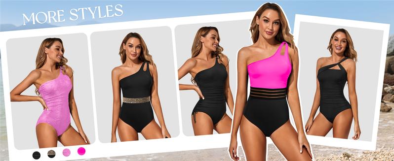Holipick One Shoulder One Piece Swimsuit for Women Comfortable Tummy Control Bathing Suits Modest Full Coverage Keyhole Swimwear Beach Swimming Clothing