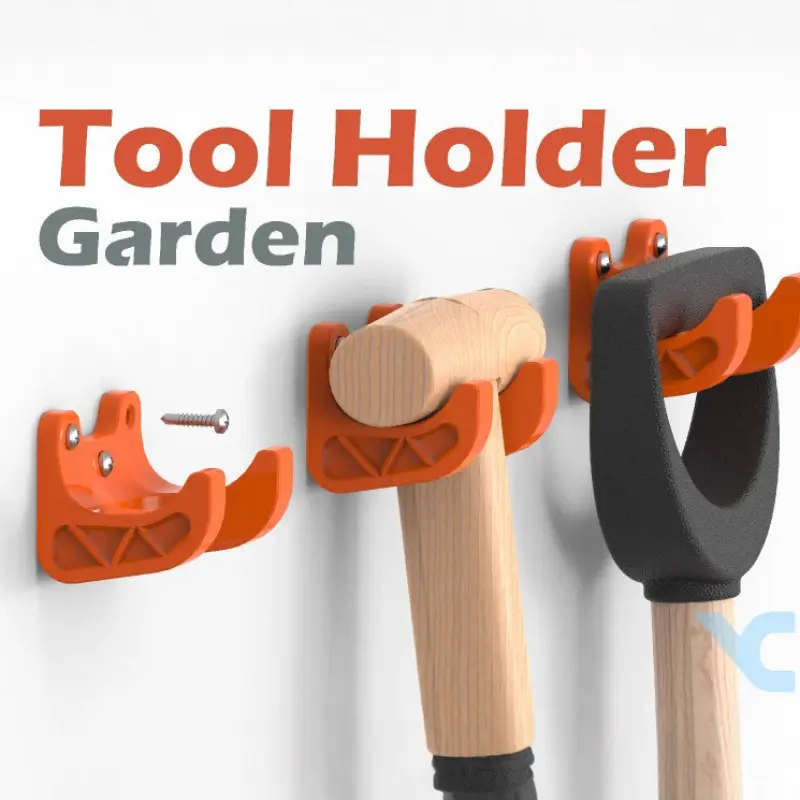 35mm Heavy-Duty Wall-Mounted Garden Tool Bracket, Hangable Organiser, Space-Saving Storage Hanger for Yard & Garage Long-Handled Gardening Tools and Luggage/Bags Organization