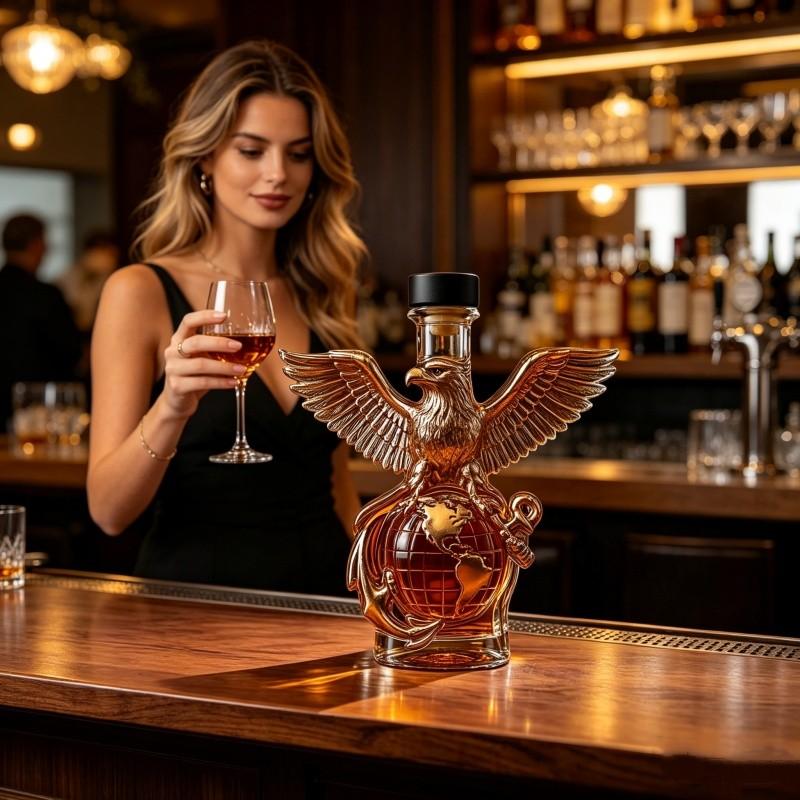 1 Count 250 Anniversary Whiskey Bottle, Whiskey Eagle Glass Decanter, US Marine Corps liquor bottle for Whiskey, Wine, Cocktails, Football Fan Gift, Home Bar Display, Home Bar Accessories, Gifts for Lovers, Dad, Husband and Boyfriend