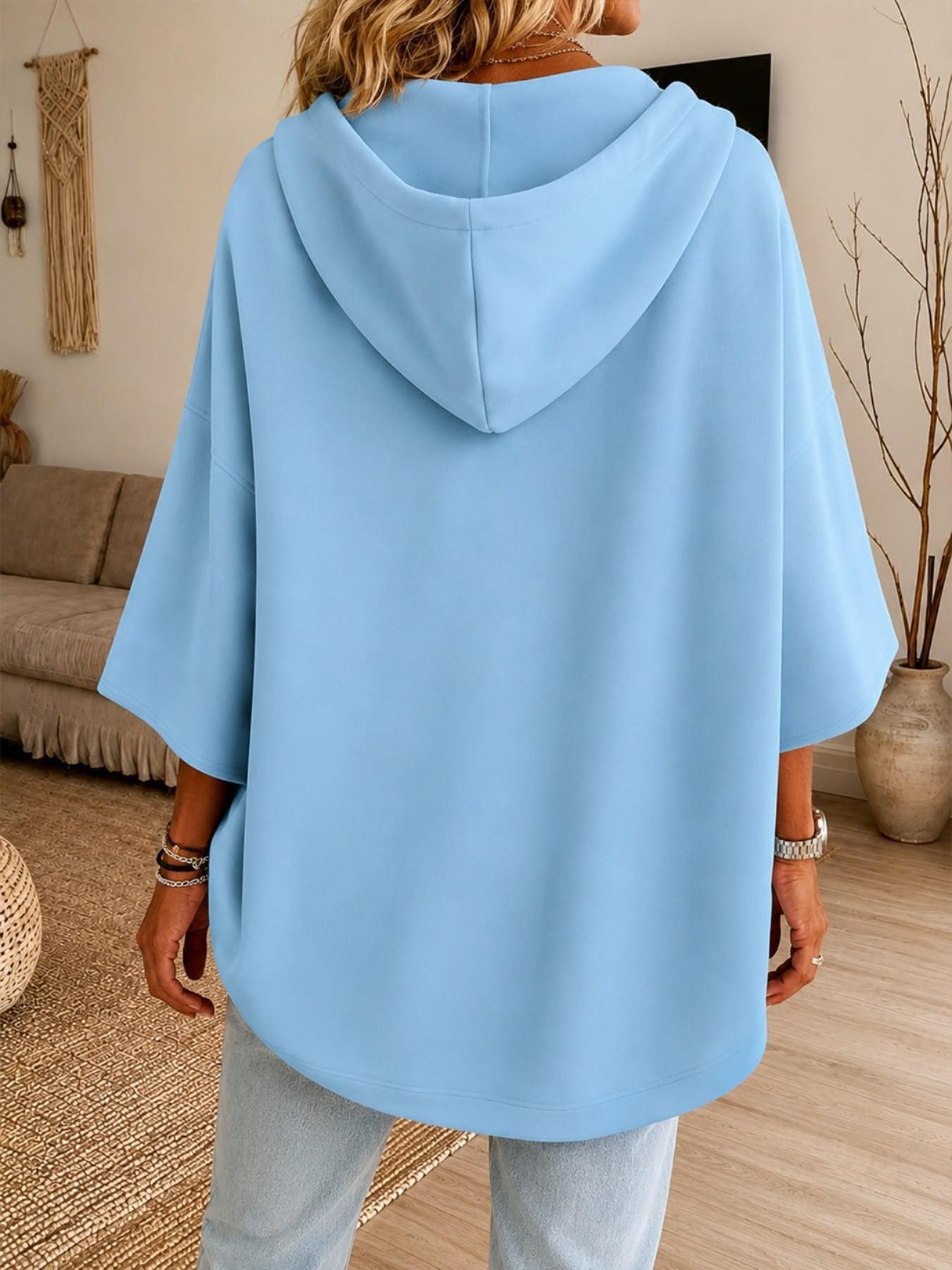 Plus Size Solid Color Oversized Hoodie Casual Loose Sweatshirt, Trendy Minimalist Tops, Stylish Drawstring Hood Detail Party Casual Wear（Excluding white interior）