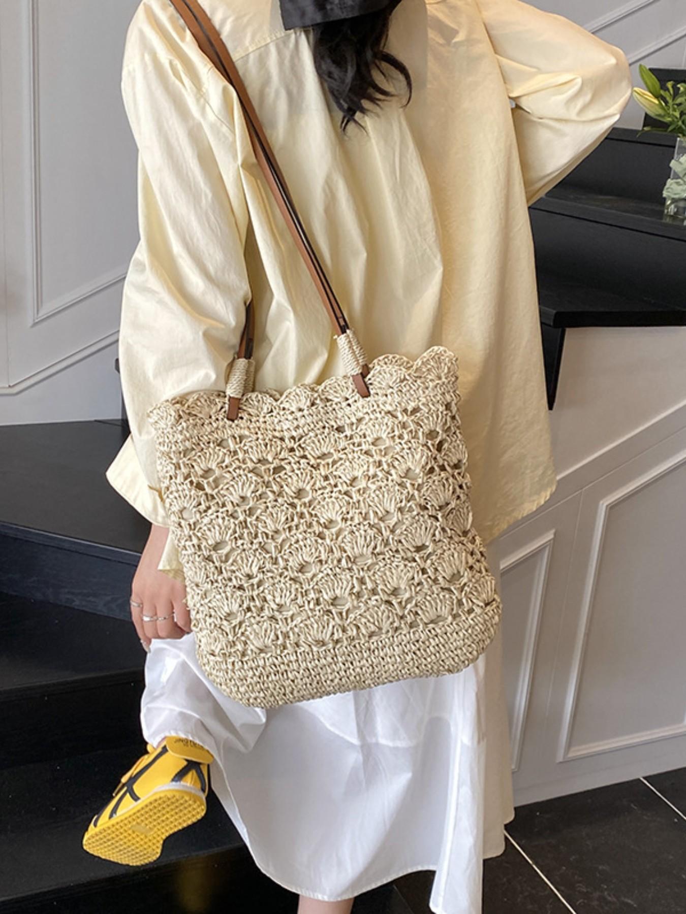 2026 New Spring Fashion Crossbody Basket Bag for Women, Boho Handbag, Straw Weave Beach Bag, Perfect for Vacation and Casual Wear
