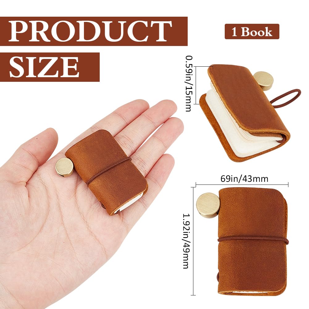 CRASPIRE Miniature Notebook 1.9x1.7"   Journal Bound Blank Paper  Portable  Daily 64 Pages Travel Refill Notepad for Man Women  Gifts Travel Writing Drawing Brown