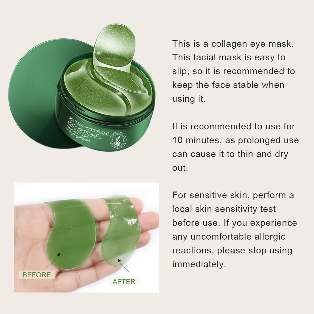 Seaweed Moisturizing Collagen Eye Mask, 60pcs/set Moisturizing Eye Masks, Moisturize Skin, Eye Care Product for Dark Circles, Puffiness