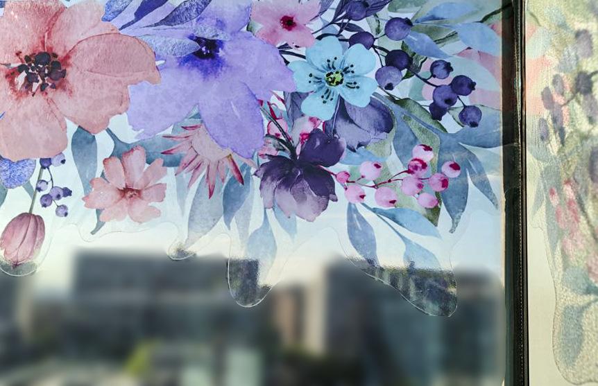 Floral Static Glass Sticker Roll, Removable French Style Glass Film, Room Renovation Decor, Balcony Decoration, No Glue Required