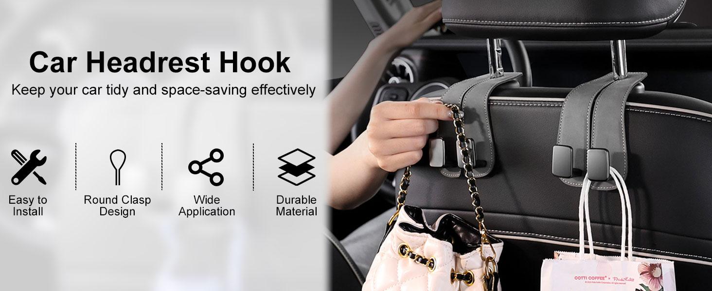 Car Seat Back Hook, 2 Counts Car Seat Back Hanger, Multifunctional Car Storage Hook, Car Interior Accessories for Women & Girls, Car Organizer