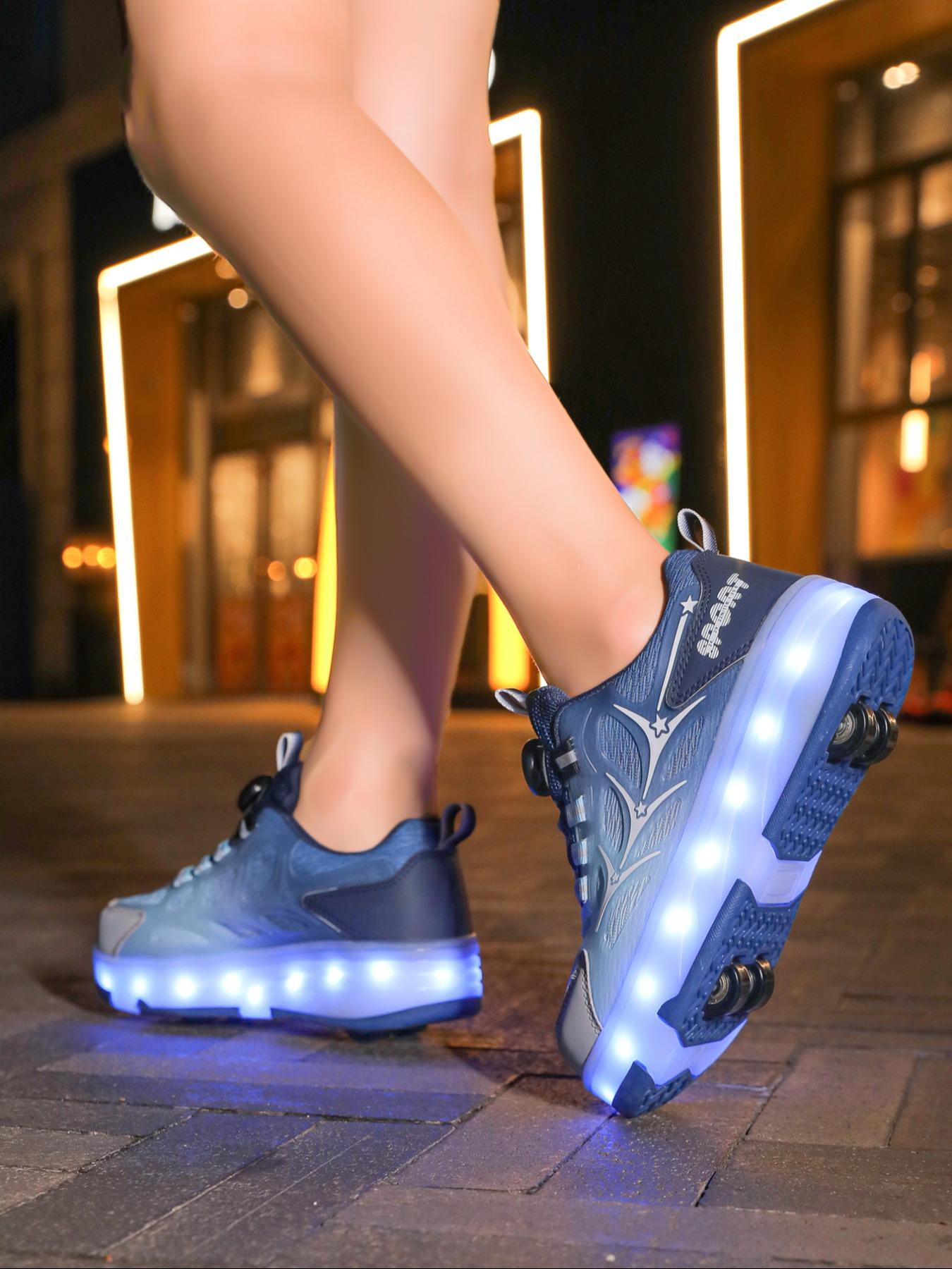 Boys Four-Wheel Roller Skates, New Wheel Shoes, Adjustable Rotating Buckle, Breathable Lightweight Durable Dual Wheels, Shoes With Wheels