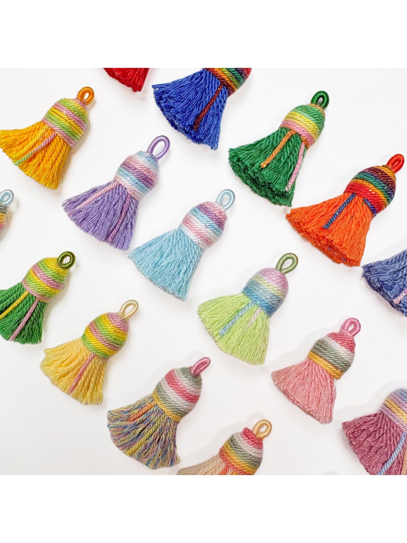 Starry Sky Gradient Tibetan Style Cotton Thread Tassel Pendant/Accessory/Bracelet DIY Semi-finished Jewelry Making Accessories Charms