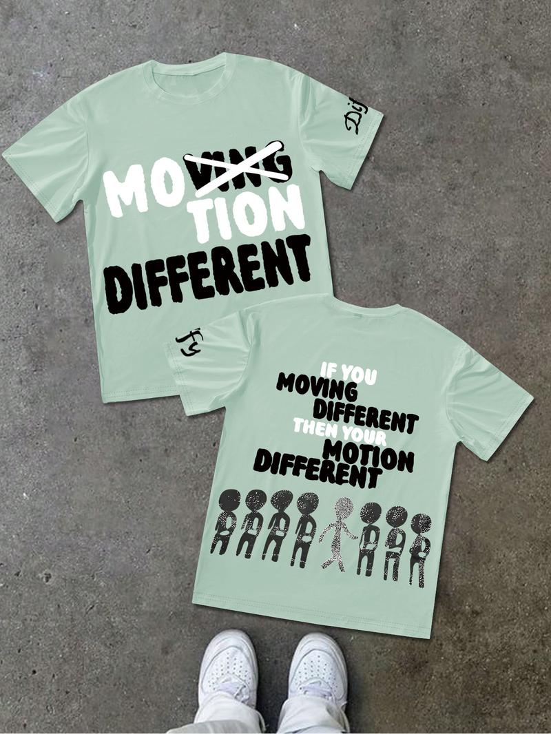 Men's and Women's Short Sleeve T-Shirt with Letter Character Print, Stylish Casual Fit Summer Tee for Youth, Versatile American Trendy Style