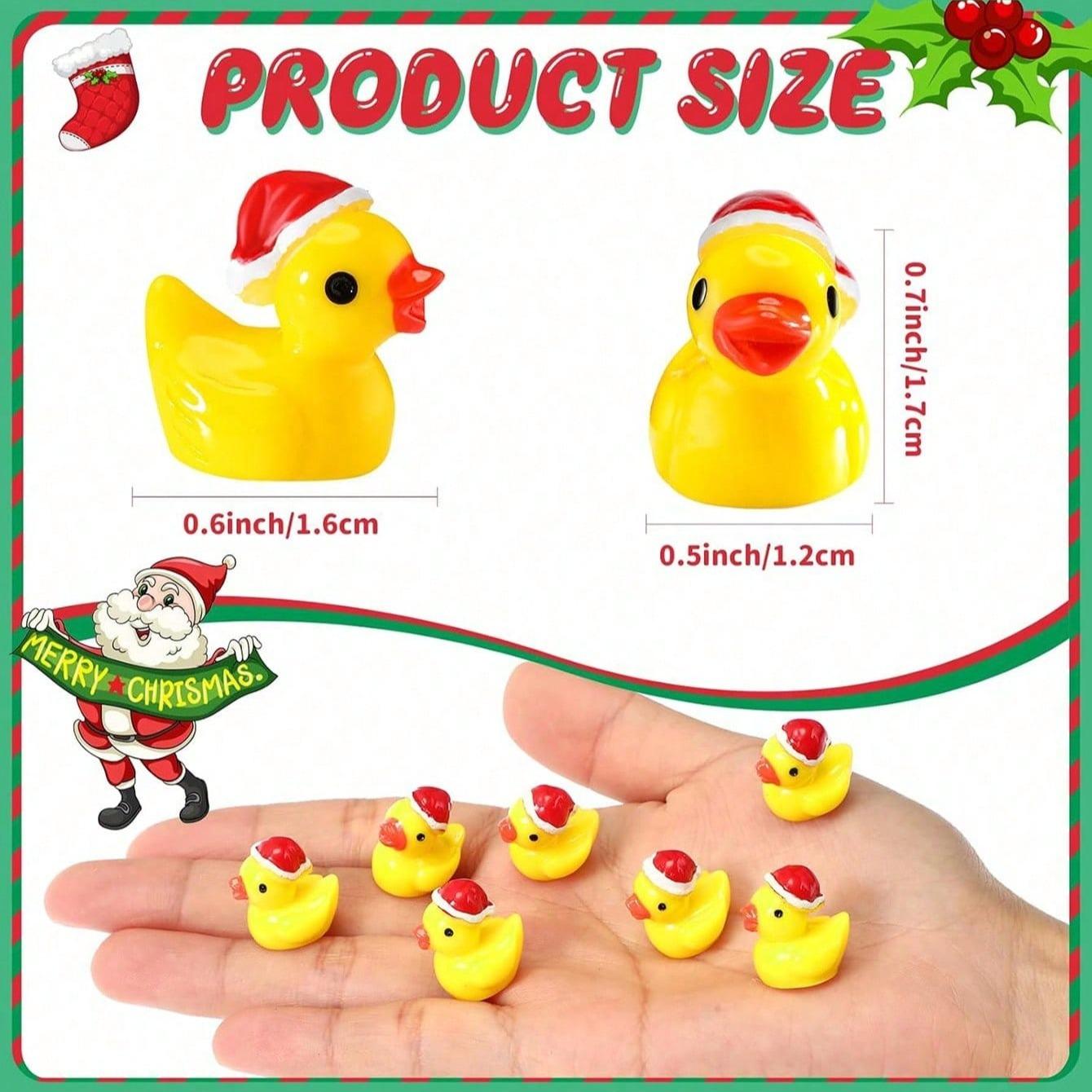 Mini Christmas Resin Ducks with Hats, Perfect for Crafts, Home Decor, Dollhouse Parties, Slime, Christmas Gifts, 50/30/15/5 Pieces