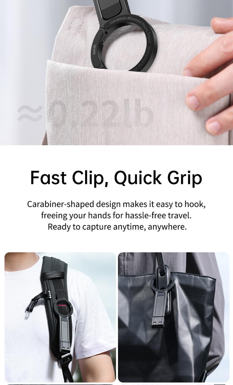 ULANZI MA30 Magnetic Phone Tripod Stand for iPhone - Aluminium Smartphone Mini Tripod Foldable Pocket Cell Phone Stand Dual-Sided Magnet Quick Mount Compatible with iPhone 16 15 14 13 12 Magsafe
