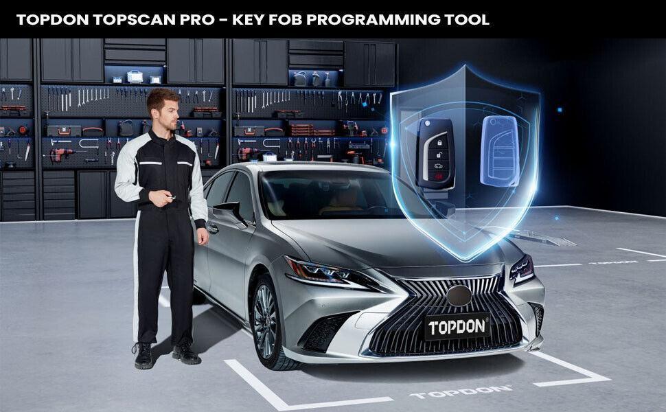 TOPDON TopScan Pro obd2 Scanner Bluetooth Connect Full System Diagnostics for iOS and Android for All Code Readers with Reset 13+ Reset Service Key Programmer Portable Topscan Lite Upgrade Car Vehicle Autos Outdoorfun