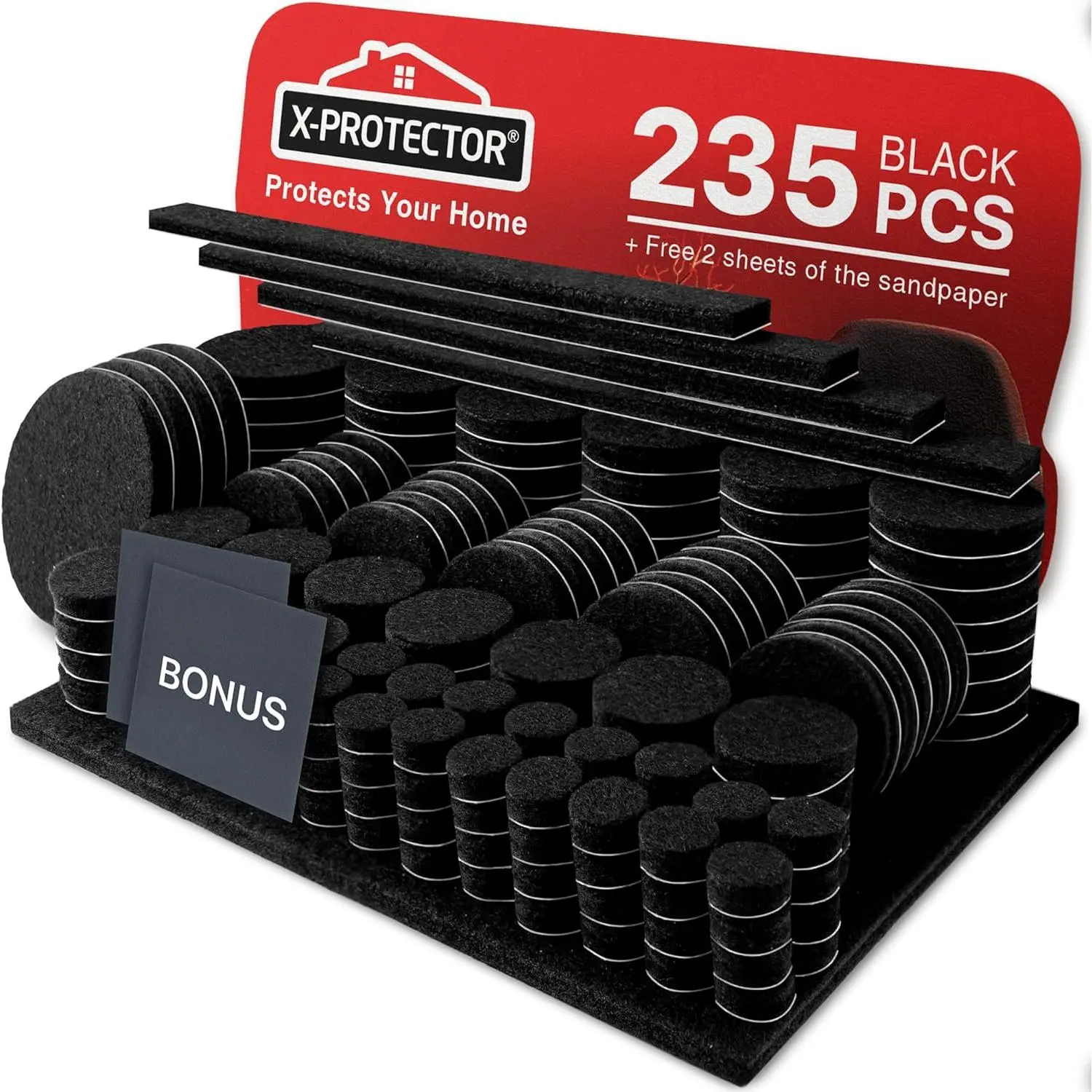 Felt Furniture Pads 235PCS X-Protector Huge of Black Furniture Pad| Pads for Floors with Many Big Sizes – Your Wood Protectors for Furniture.