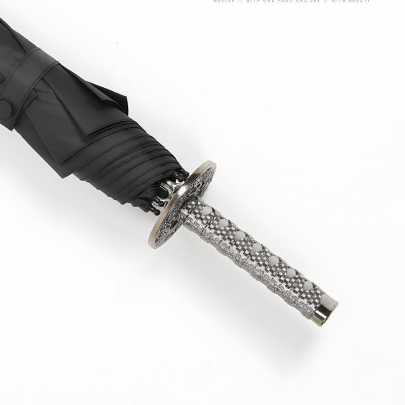 Creative Three-Fold Automatic Samurai Sword Umbrella, Lightweight Waterproof Umbrella, Anime Rainy Day Umbrella, Advertising Handle, in Stock