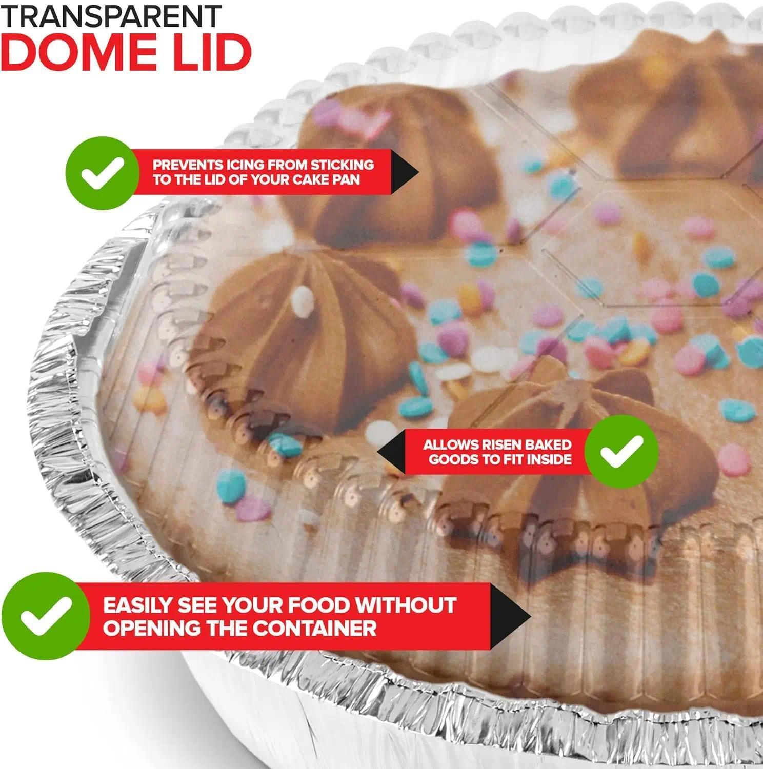 7 Inch Round Aluminum Pans with Lids, 50 Pack - Disposable Foil Pans for Baking, Takeout, and Storage
