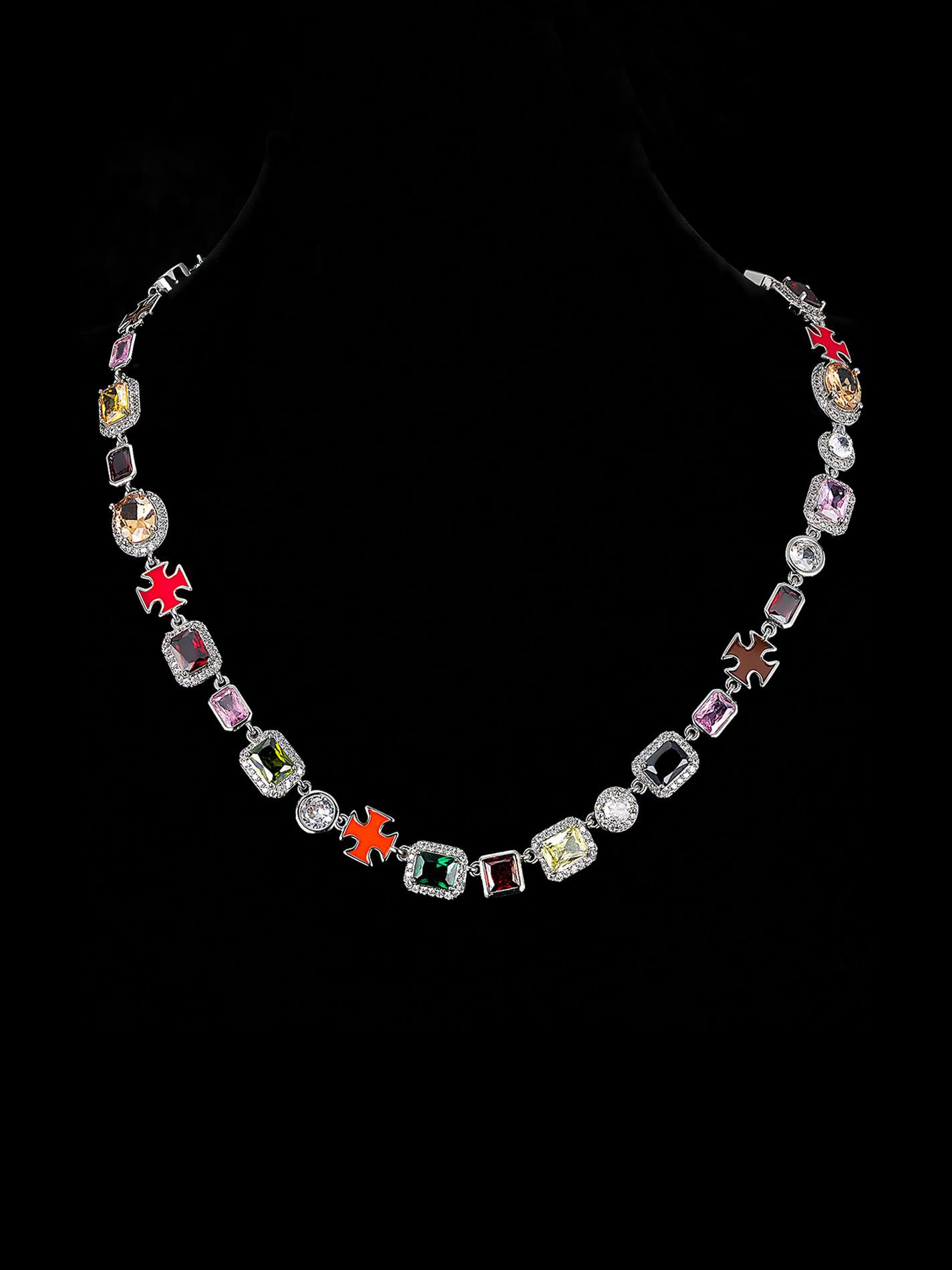 Colorful Faux Crystal Zirconia Necklace, Rhinestones Pendant Necklace, Zirconia Pendant, Light Luxury Holiday Gift for Others, Jewelry Accessories for Women & Girls