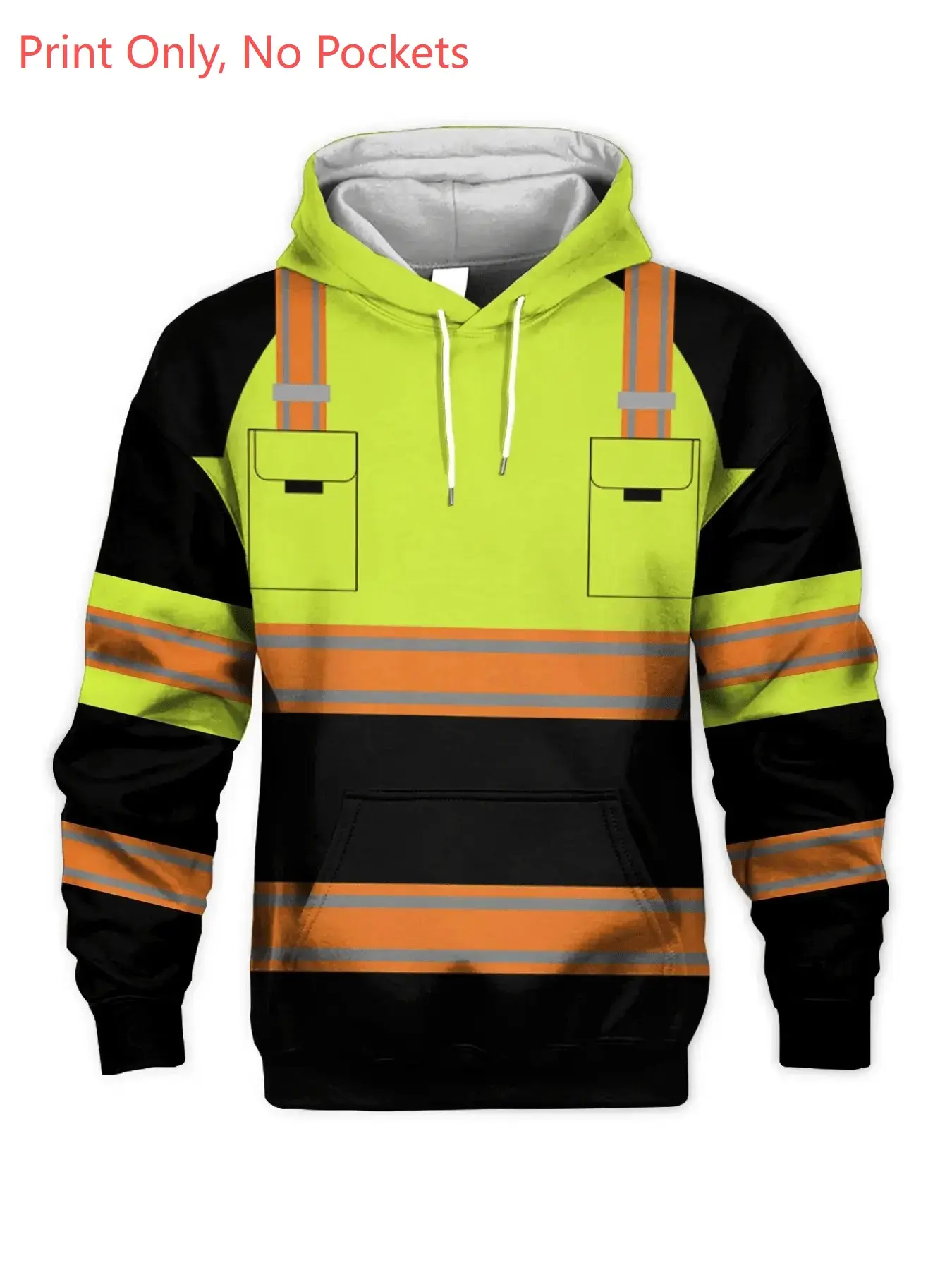 【Black Friday】Men's Workwear Hoodie, Colorblock Design, Print, Drawstring Hood, Kangaroo Pocket, Casual Long Sleeve Sweatshirt
