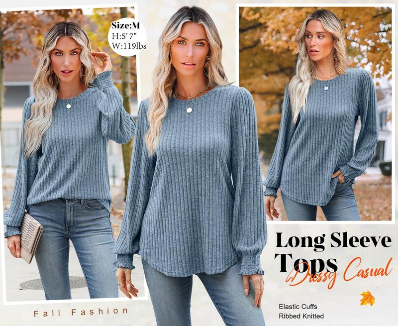 WIHOLL Womens Tops Dressy Casual Long Sleeve Shirts for Women Business Casual Outfits Lightweight Fall Sweaters Warm