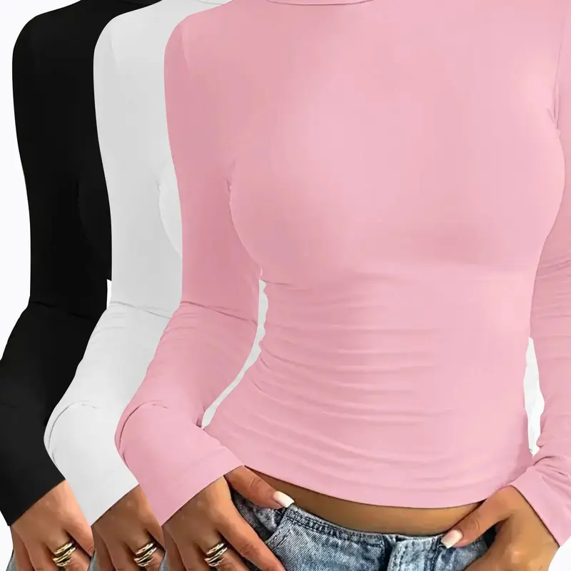 【Black Friday】Women's Solid Long-Sleeve Lounge Tops, Casual Comfy Knit Fabric Round Neck Top for All Seasons Daily Wear
