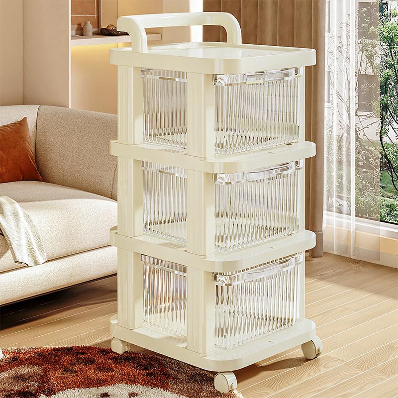 3/4 Layer Rolling Storage Cart, Mobile Organizer Cabinet on Wheels with Brakes, Multi-functional large capacity storage cabinet, Living Room Storage, Suitable for all rooms
