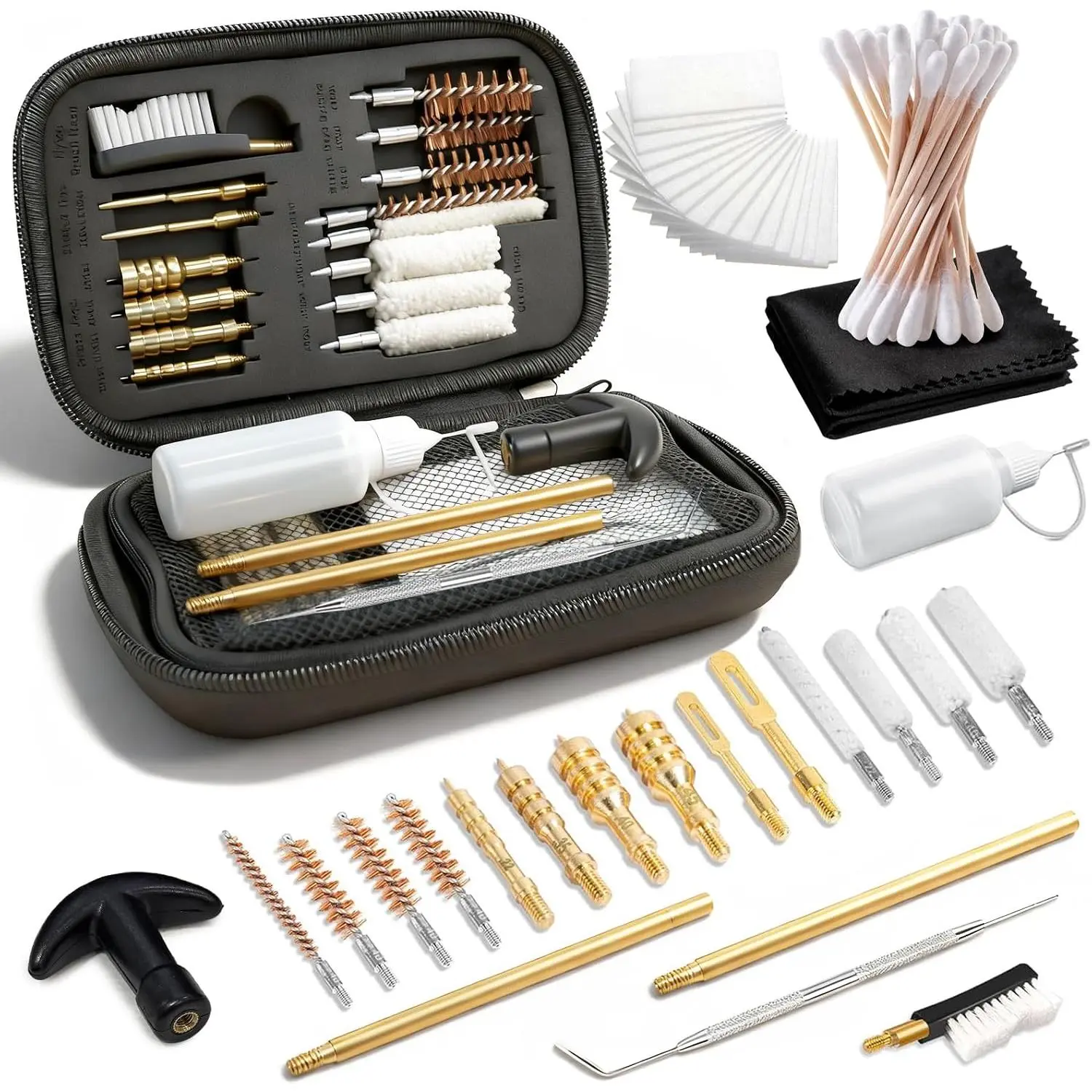 25-in-1 Gun Cleaning Multi-Tool Kit with Brushes Set for .22, .357/.38/9mm, .40, .45 Caliber Handgun Cleaning Accessories