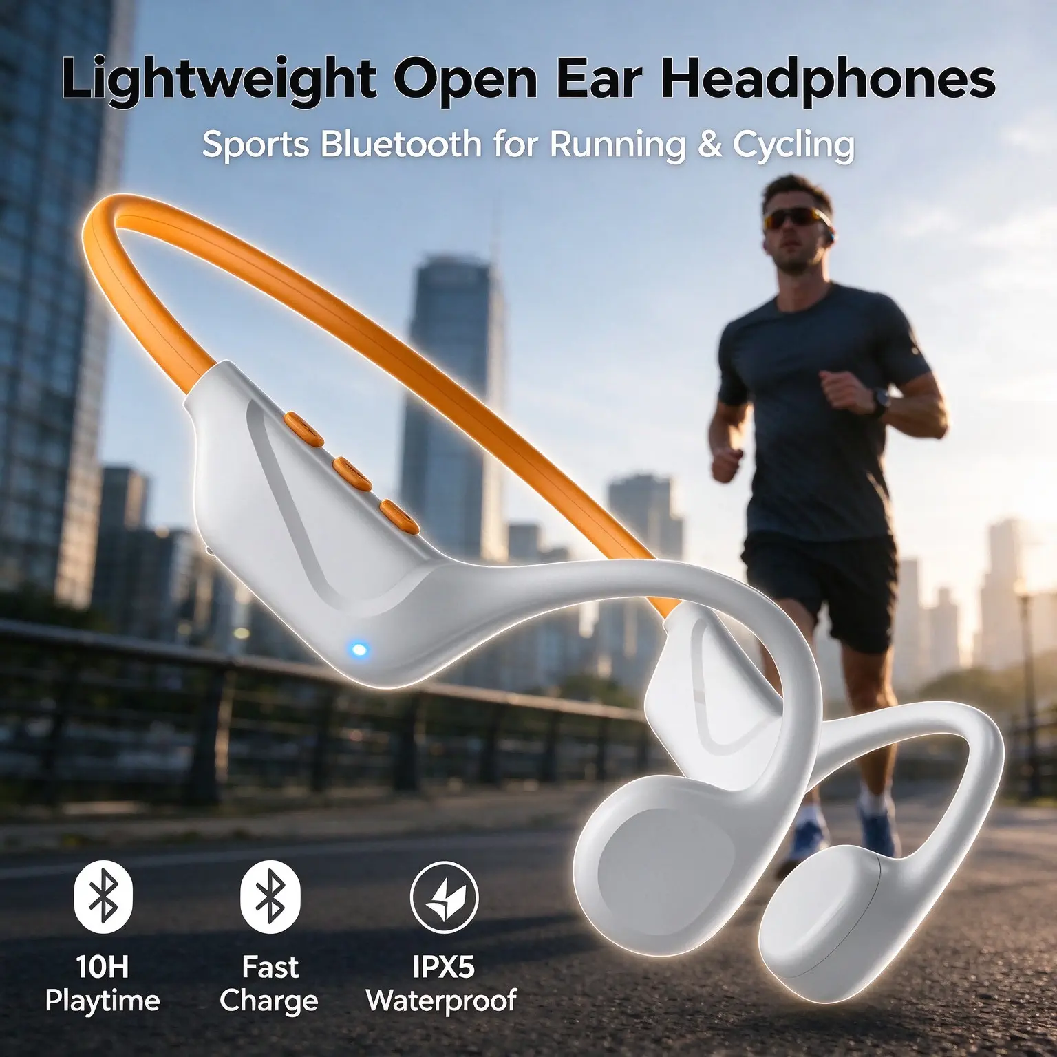 Bone Conduction Open Ear Wireless Headphones for Sports, Pressure-free Comfort, Sweatproof & Rain Resistant, Stable Wearing for Workout, Perfect for Daily Use & Gifting