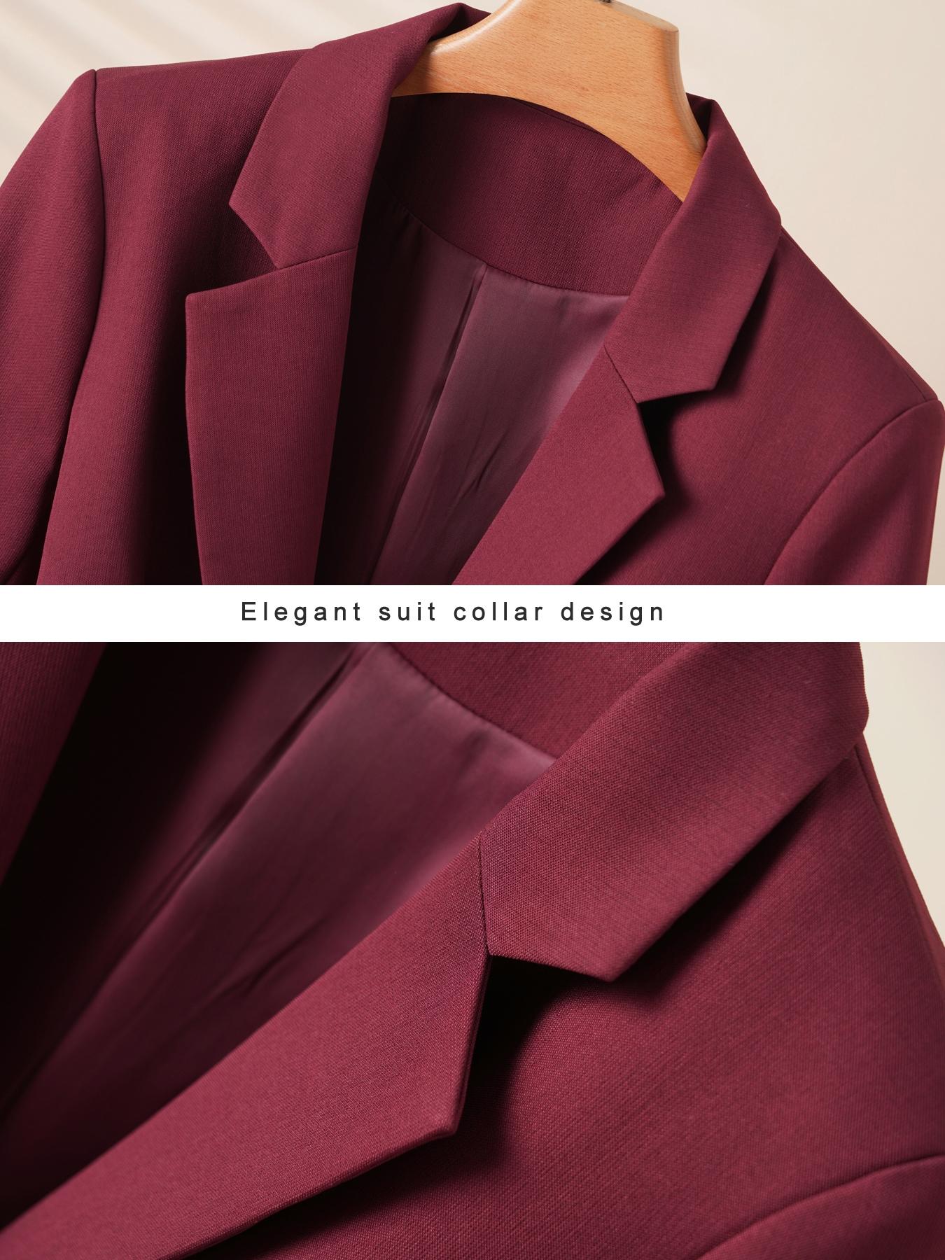 Women's Button Front Blazer Jacket, Slim Fit Long Sleeve Coat, Office Style, Spring & Fall Fashion, Plain Design with Pockets