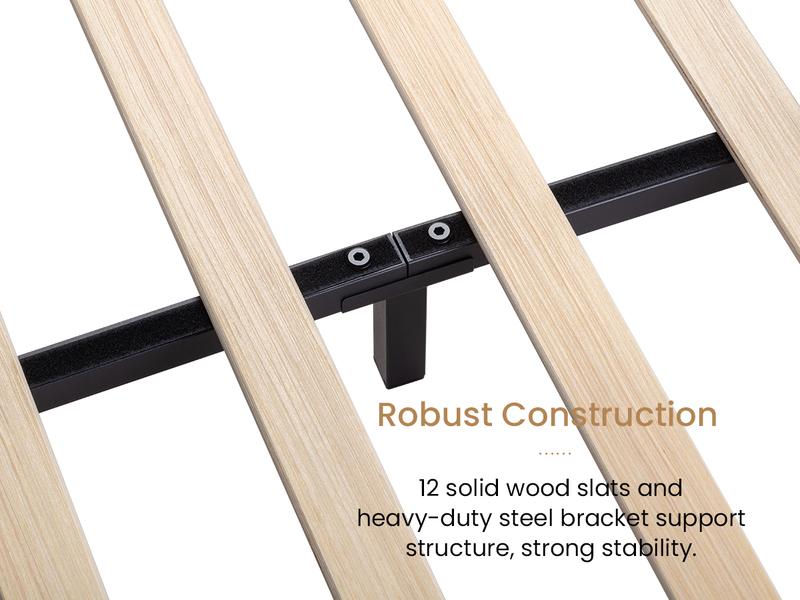 SHA CERLIN Upholstered Bed Frame【Frame Only No Mattress】Deluxe Low Profile Sleigh Bed with Faux Leather Ergonomics Headboard, No Box Spring Needed#ChristmasGifts#TikTokShopBlackFriday