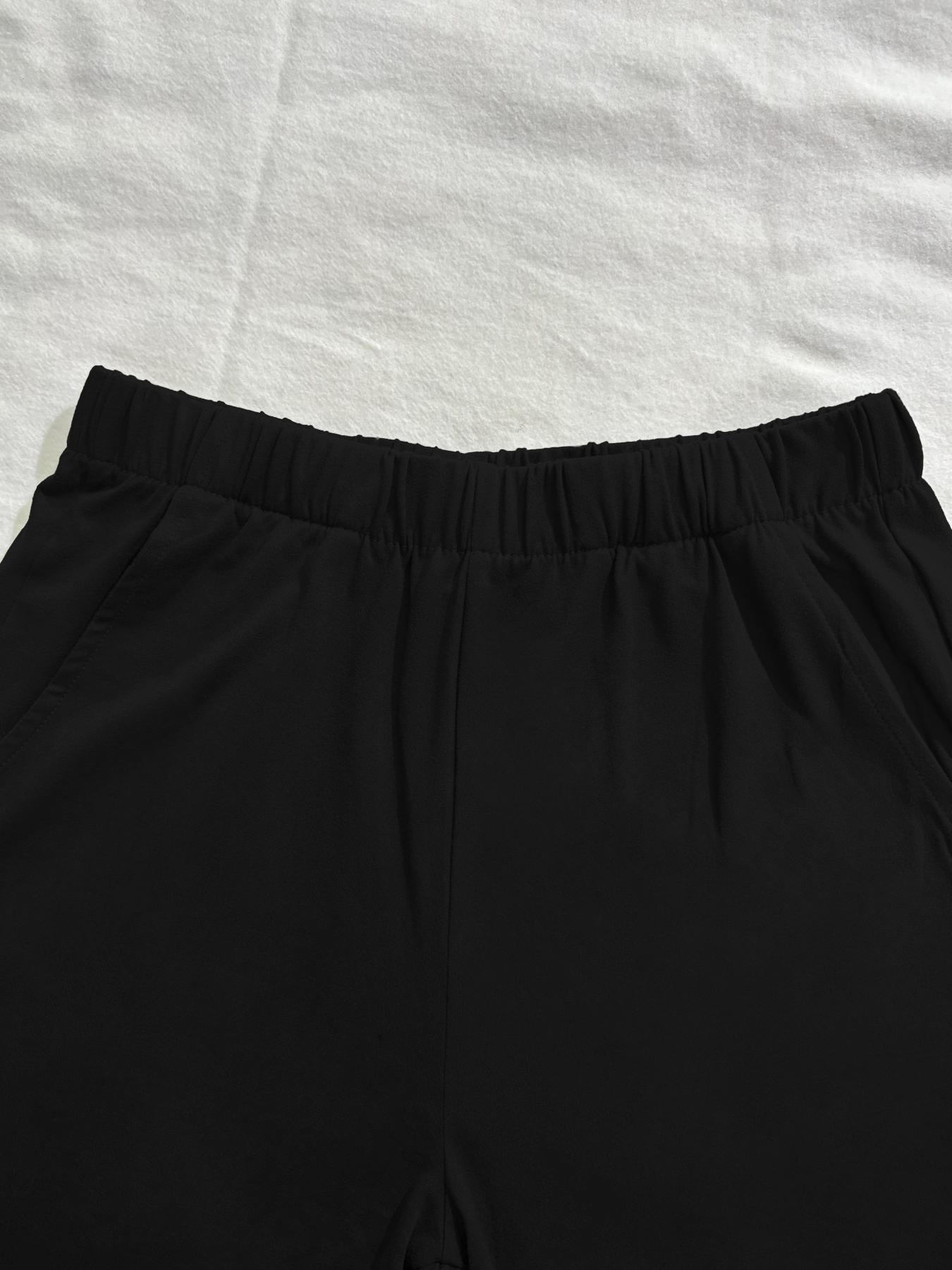 Women's Summer Casual Set, Regular Fit Short Sleeve Top & Shorts, Plain Color Women's, Comfortable Daily Wear