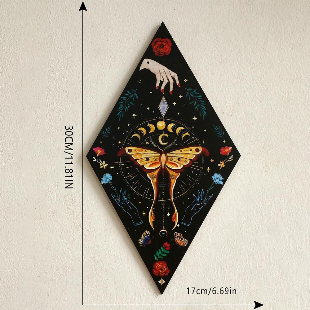 Wooden Butterfly & Moon & Star Pattern Wall Art, 3 Counts Boho Style Wall Decor, Wall Hanging Decor for Home Living Room Bedroom