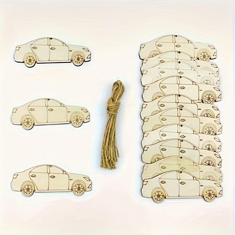 10 wooden car, sports car, and racing car shaped pieces for DIY painting and graffiti crafts, wooden hanging ornaments, decorations for holidays, weddings, family parties, and birthdays