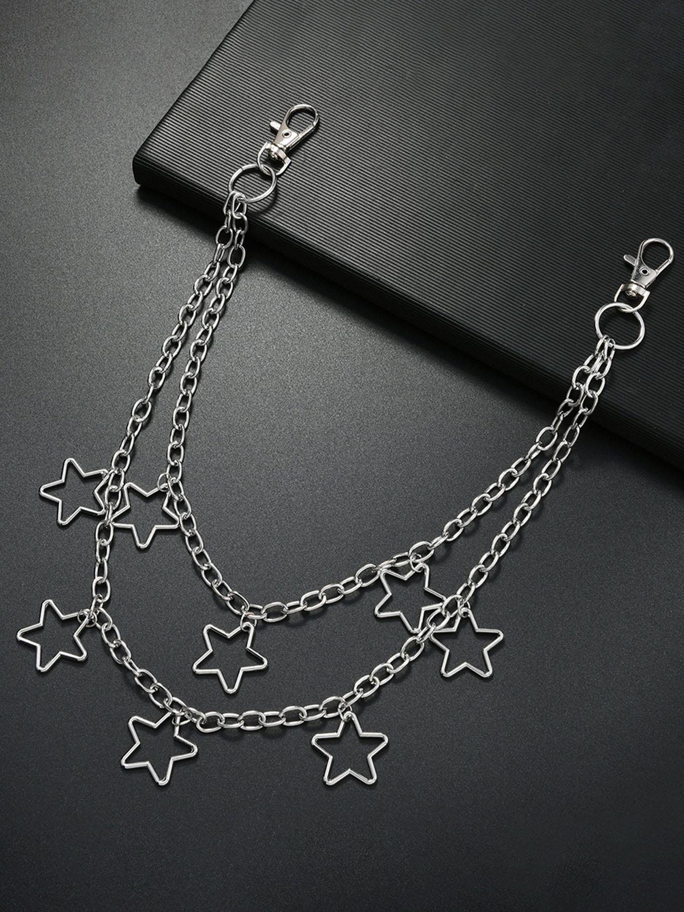 Punk Rock Metal Star Pendant Waist Chain, Unisex Street Dance Denim Accessory, Hip Hop Style for Men Women Daily Party Wear