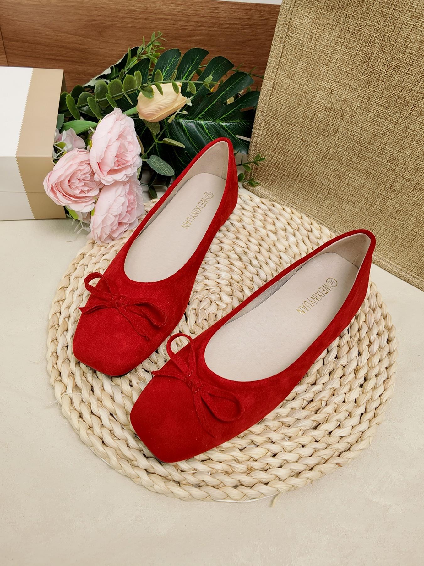 Women's Floral Butterfly Knot Square Toe Flat Shoes, Soft Sole Casual Mary Jane Wedges, All-Season Daily Commute Footwear
