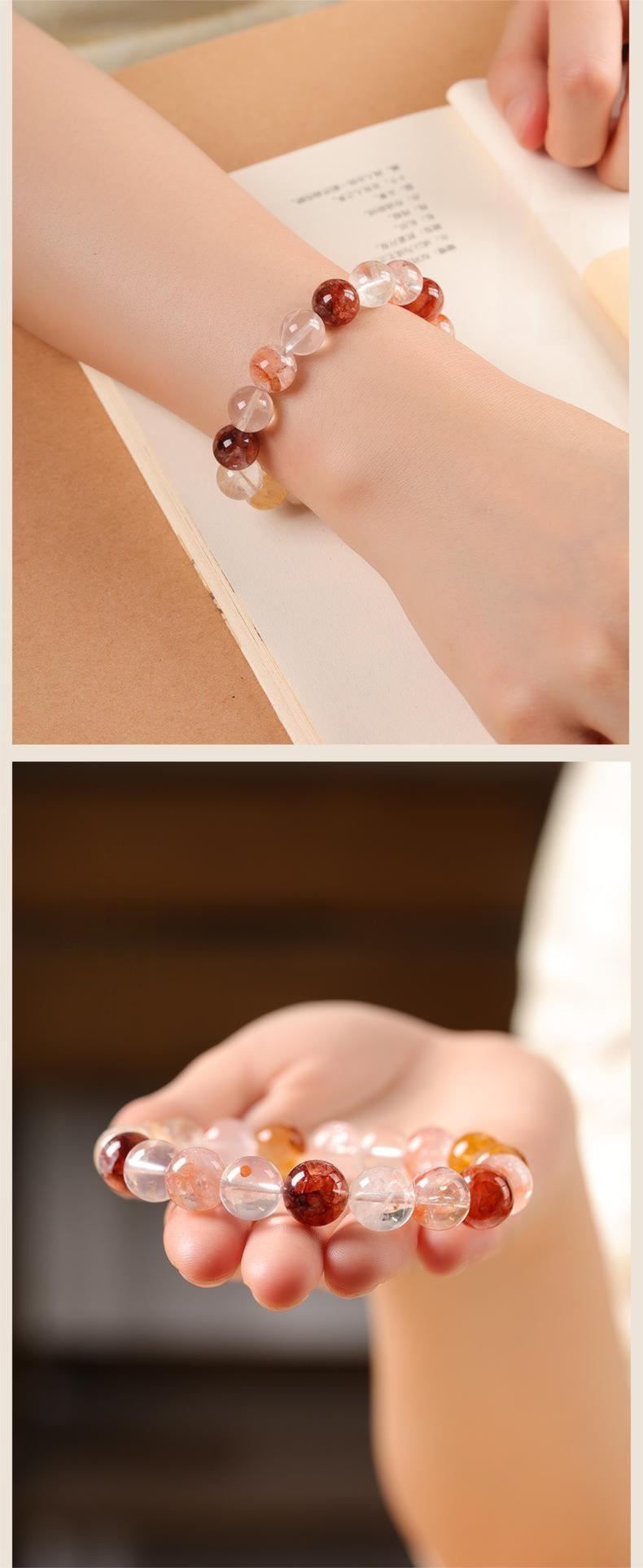 [Vast Fortune] crystal bracelet, flower agate, unisex, daily wear gift, 10mm beads natural stone, great success peace inner calm symbol