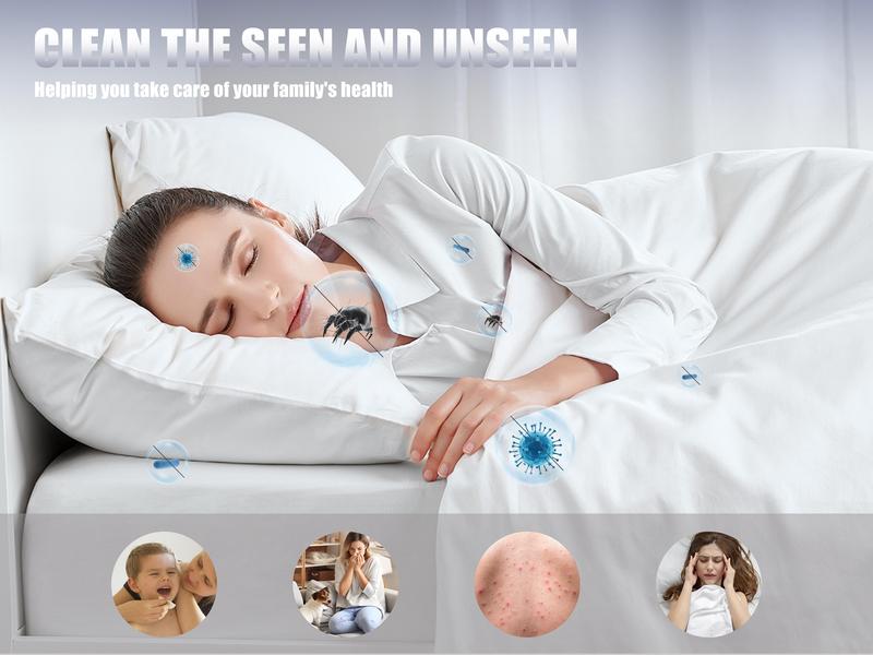 Teant madrassdammsugare för borttagning av dammkvalster, sängdammsugare med UV-C-ljus och 149℉ varmluft och aromtablett och LED-display, Hyper Helix-motor och 16 kPa kraftfull sugande handhållen dubbelkoppsdammsugare med HEPA-filter för säng, soffa och soffa Teant Mattress Vacuum Cleaner for Dust Mites Removal, Bed Vacuum with UV-C Light & 149℉ Hot Air & Aroma Tablet & LED Display, Hyper Helix Motor&16Kpa Powerful Suction Double-Cup Handheld Vacuum Cleaner With HEPA Filter for Bed Couch Sofa