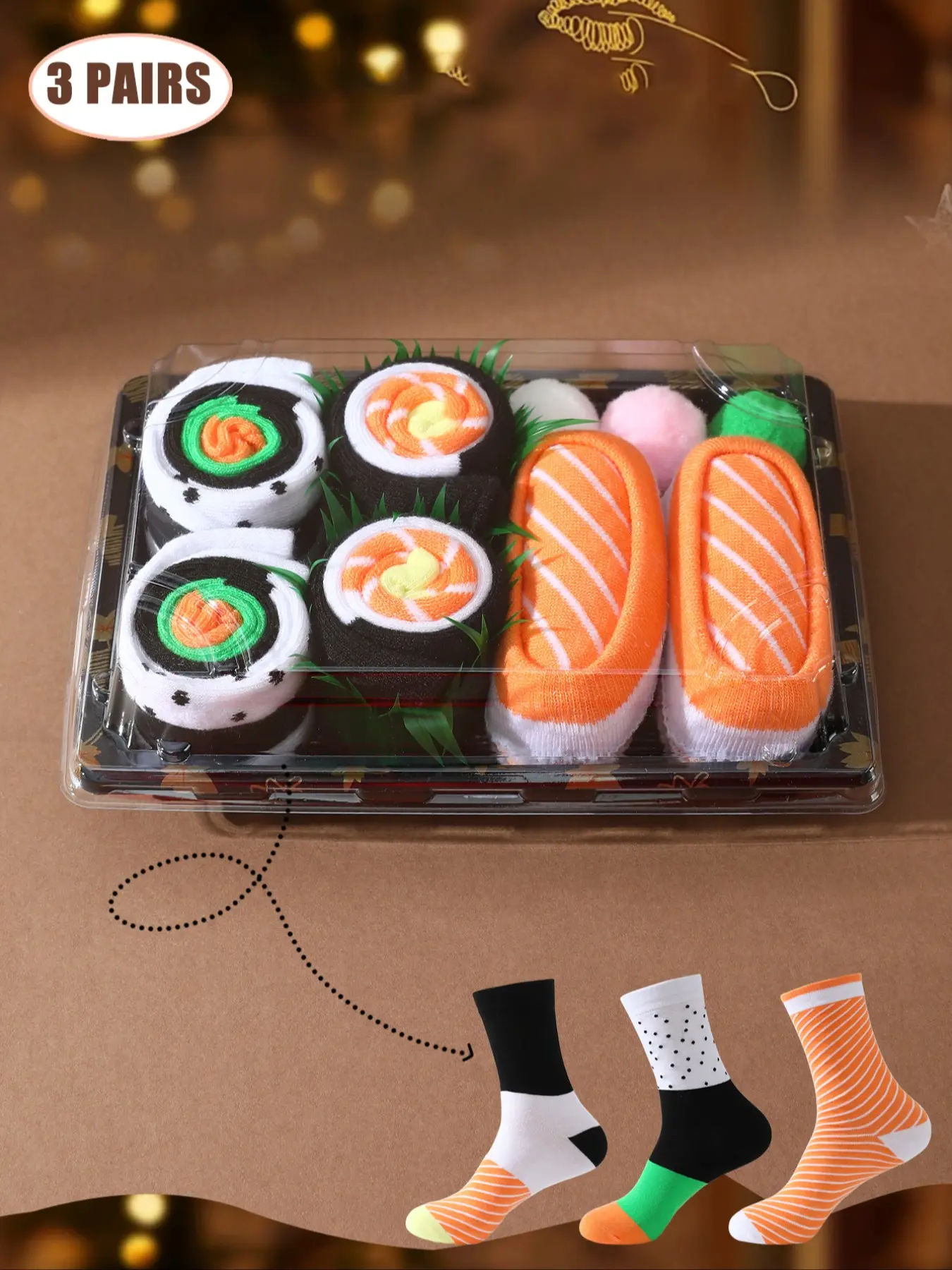 Trendy Gift Socks Set, Socks Pairs, Spring Summer New Unisex Sushi Design Boxed, Long Warm Soft Comfort, Birthday Valentine Easter Party Gifts, Soft Comfy Socks, Casual Stylish Socks, Socks Men
