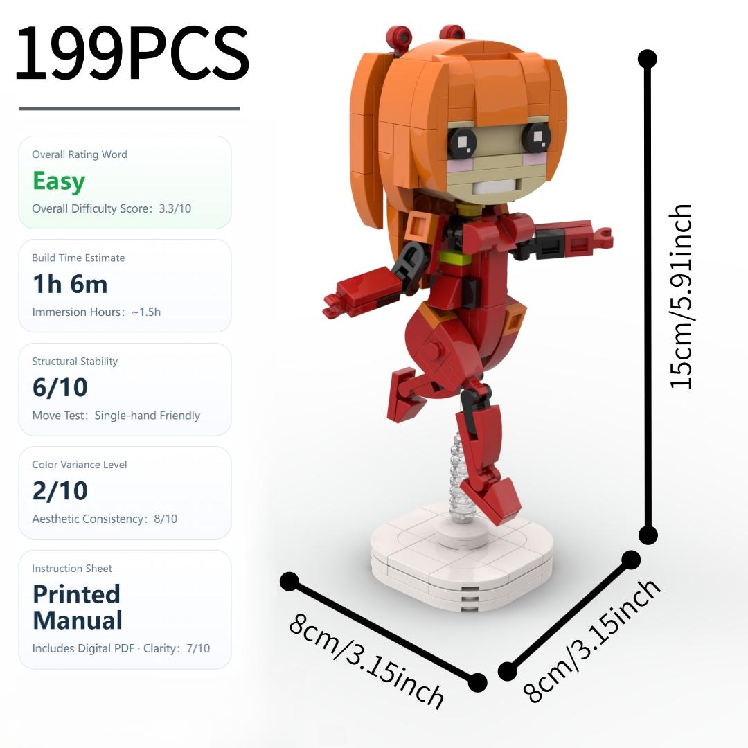 199PCS Cute Anime Style Twin Tail Girl Building Blocks Set, Durable ABS Plastic, DIY Easy Assembly Brick Toy, Cute Girl Character Model, Desk Display Collectible Ornament, Home Bedroom Office Decor, Birthday Gift, Christmas Gift, New Year Gift