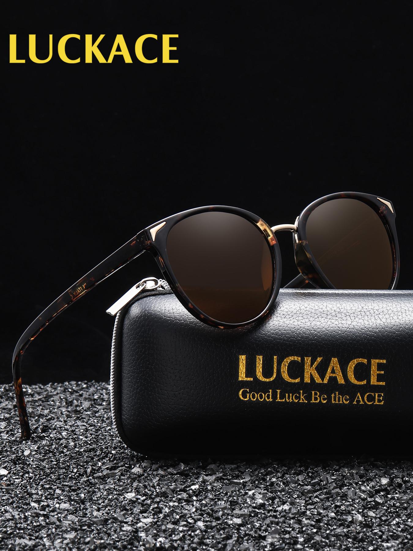 Luckace Men's Polarized Sunglasses, Tac Lens, Round Frame, UV Protection, Lightweight, Comfortable, Ideal for Outdoor Activities, Gift-Ready