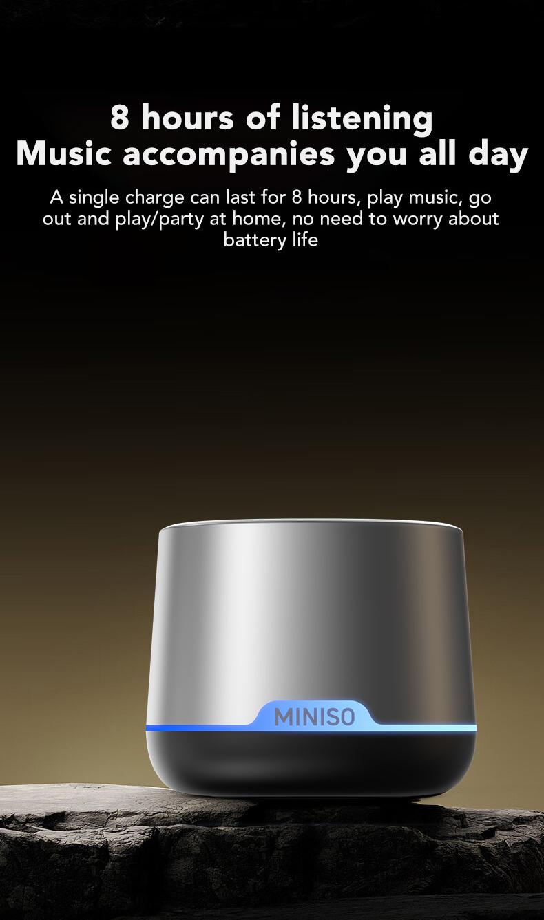 MINISO Portable 5W Wireless Bluetooth Speaker ,Mini Pocket Sound 8 Hours Music Time Speaker , 2 in 1 Stereo Sound Speaker Audio Smartphone