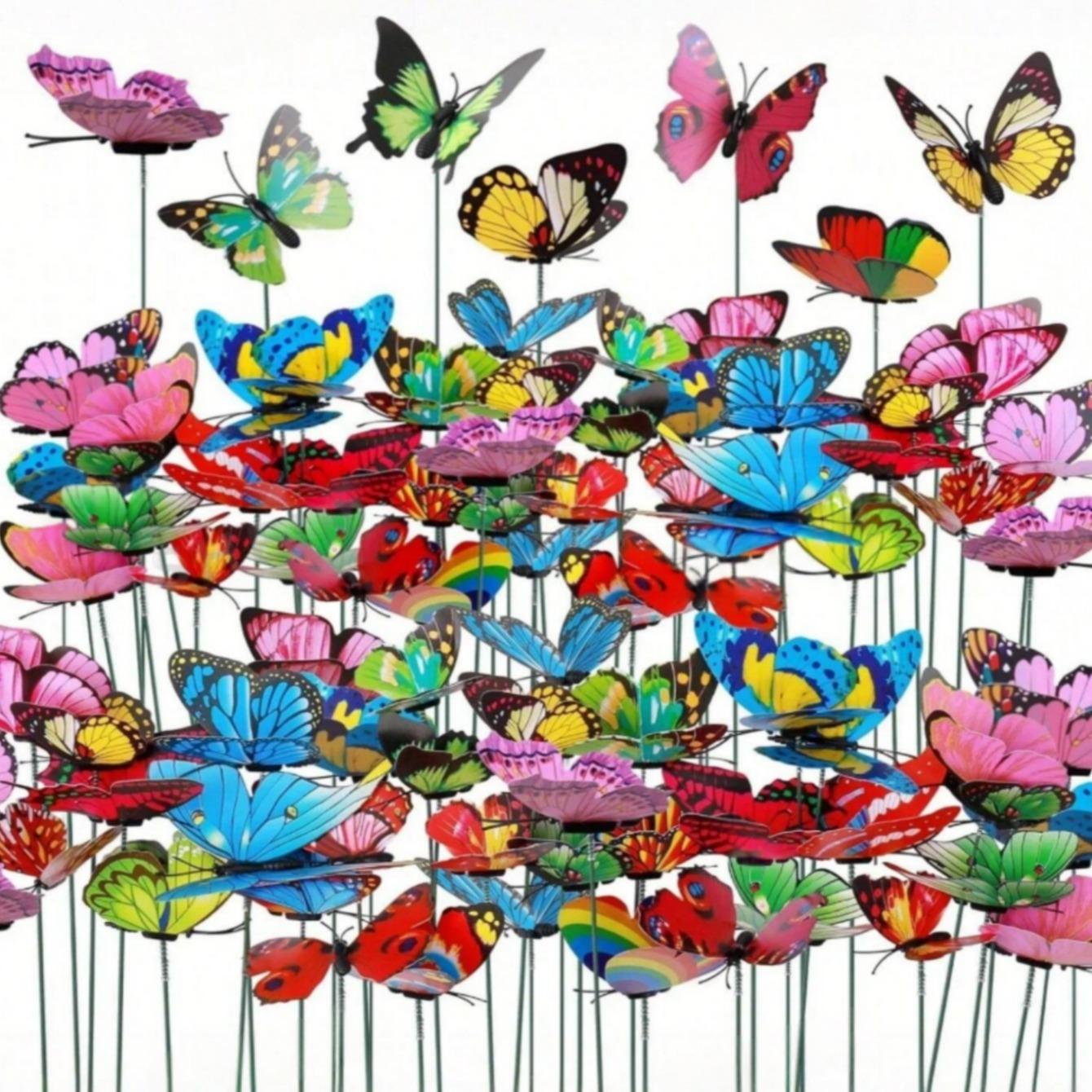 10-Piece Colorful Garden Butterfly Decorative Stakes, Waterproof Butterfly Garden Decoration, 3D Butterfly Party Decorations