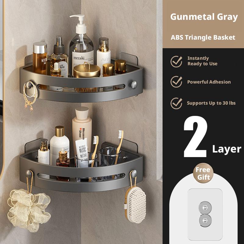 Wall-Mounted No-Drill Triangle Storage Rack, Toilet and Sink Organizer Solution, Durable Design for Daily Use