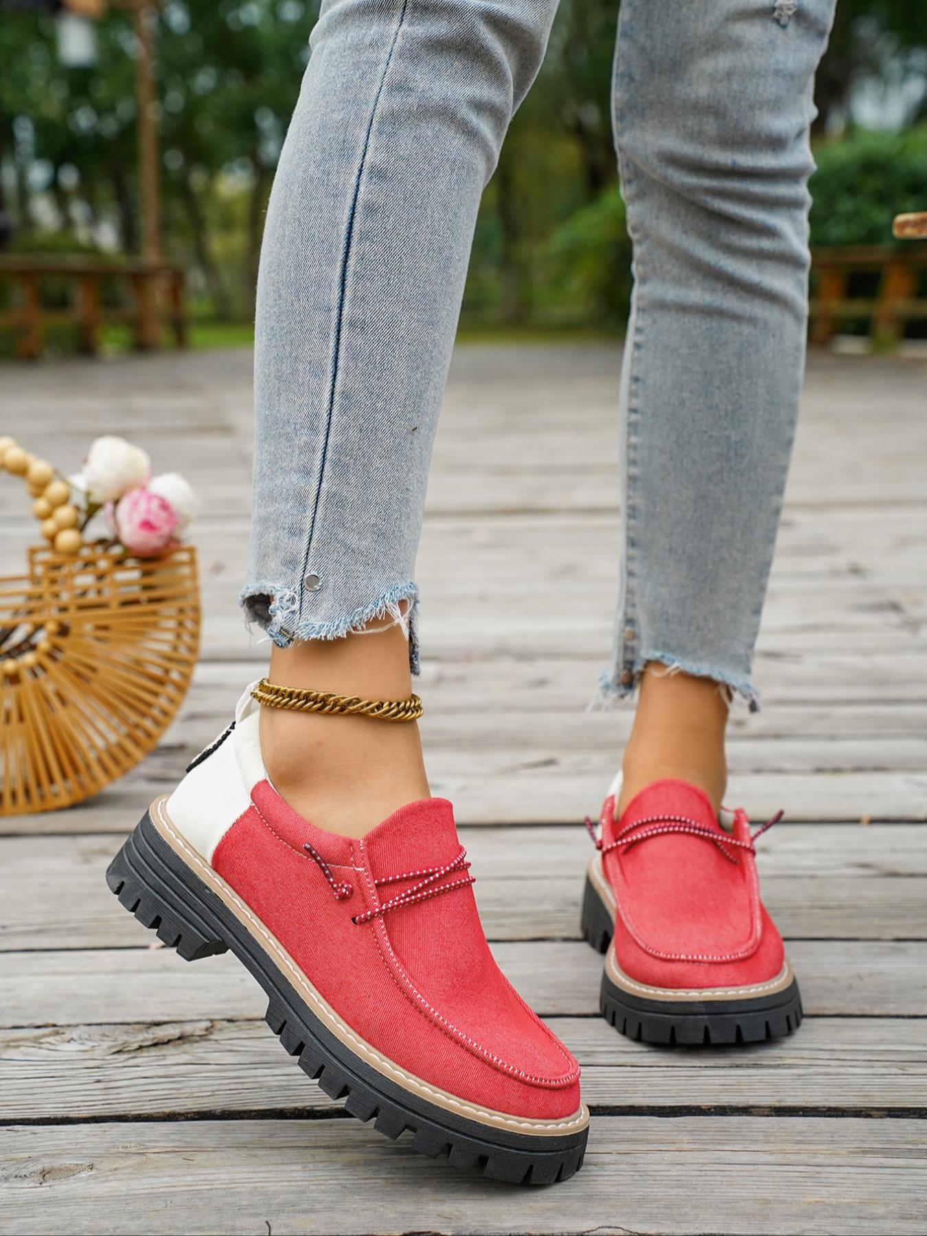 Women's Retro Casual Slip On Canvas Shoes, Fall & Winter New Fashion Sneakers, Large Size Comfortable Walking Footwear for Daily Wear