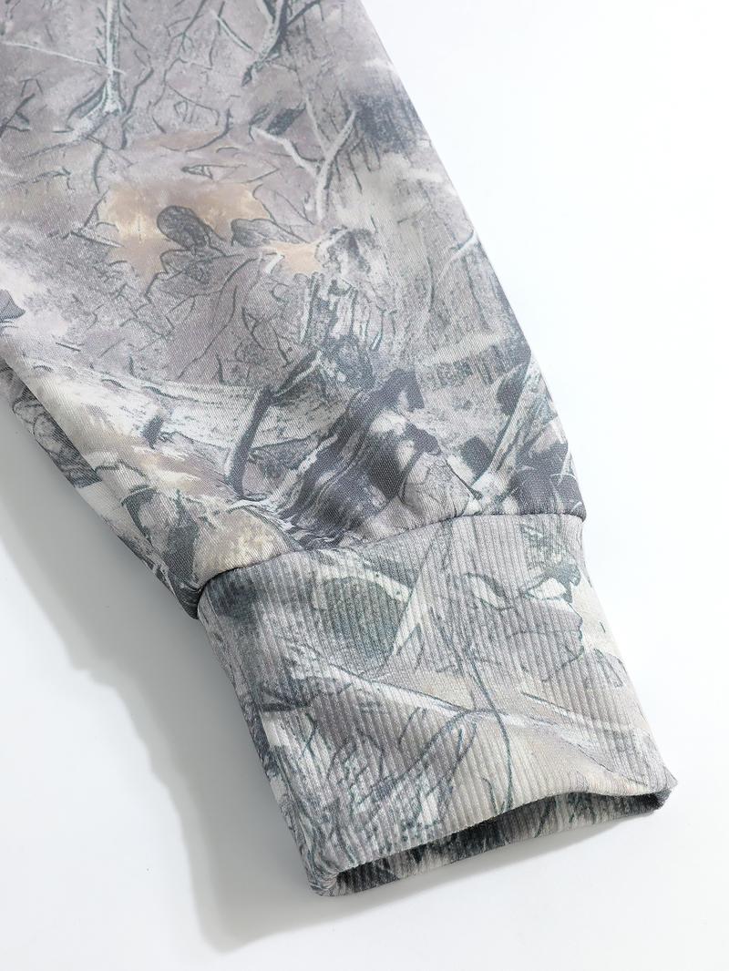 Women's Camo Printed Half-Zip Hoodie, Casual Long Sleeve Loose Fit Top, Outdoor Fashion Fall & Winter Clothing