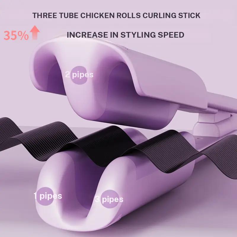 French Style 2025 New Upgrade 32MM French Wave Curling Iron 30W 3 Barrels Adjustable Temperatures Fast Heating 30 Seconds Auto Off Safety Lock Silicone Cover 1.6m Extension Cord for All Hair Types Beauty & Hair Styling Fashionable New Looks use dollar