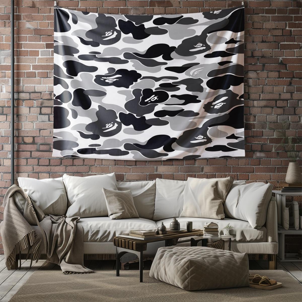 Camouflage Print Tapestry, Gray/Blue Yellow/Black White Camo Styles, Soft Lightweight Durable Wall Hanging Decor for Bedroom Living Room, Suitable for All People, Ideal Gift Choice