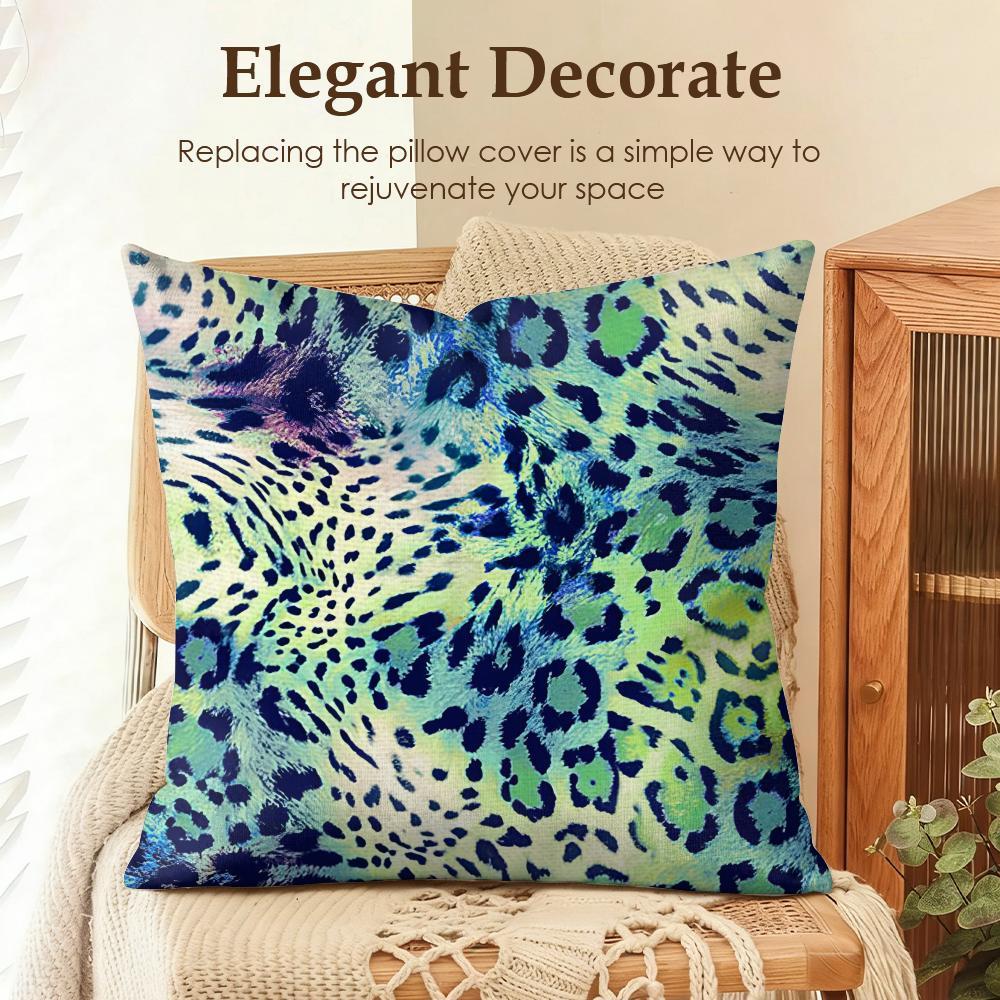 PIKPAKA Leopard print Cushion Cover Organic linen, breathable and skin-friendly, invisible zipper Eco-friendly double-sided printing，Washable and mite-removing, durable DIY fabric ，The perfect gift for home decor enthusiasts