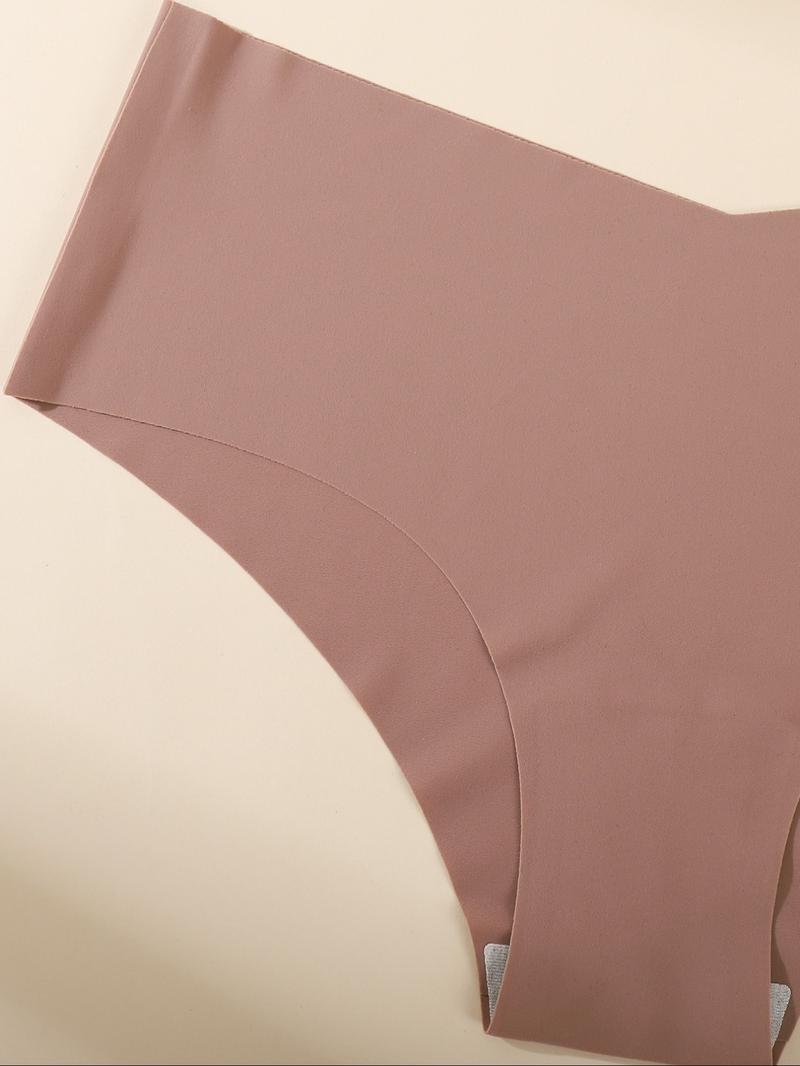 Women's Plain / All Over Print Panty, Breathable Cute Comfortable Seamless Pastel Knicker for Daily Wear, Women's Underwear for All Seasons, Seamless Panties Set