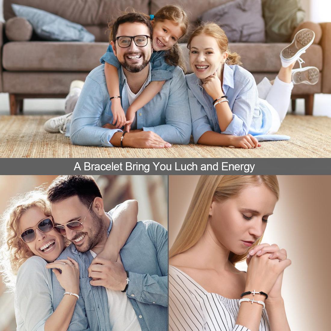 Adjustable Cross Friendship Bracelet – Braided Rope Christian Jesus Wristband, Matching Couple BFF Bracelets, Lucky Strand String for Women, Men, Boys & Girls, Easter Baptism Gift