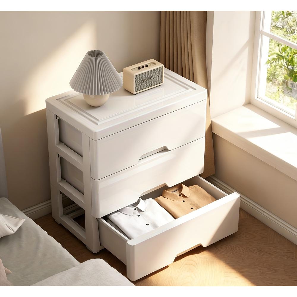 Household drawer-style movable storage cabinet, waterproof and moisture-proof stackable storage box, multi-purpose organizer suitable for all seasons. Ideal for storing clothes in the bedroom and documents in the office.